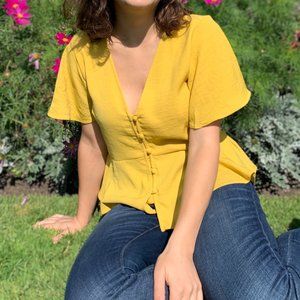 Topshop Meghan Front Button Peplum Top